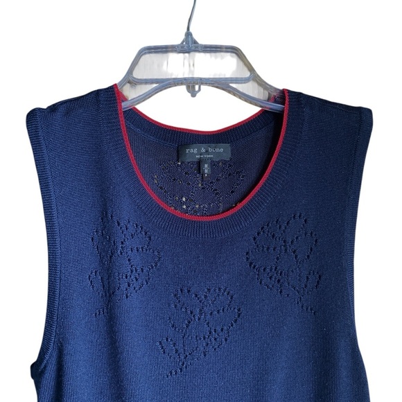 rag & bone Sleeveless X-tra Fine Merino Wool Dress Floral Cutout Detail Medium - Picture 2 of 11